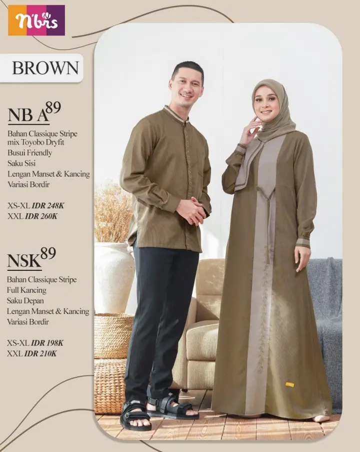 COUPLE NIBRAS TERBARU / GAMIS DEWASA NB A89  BROWN / KOKO DEWASA NSK 89 BLUE / BY NIBRAS 100% ORI