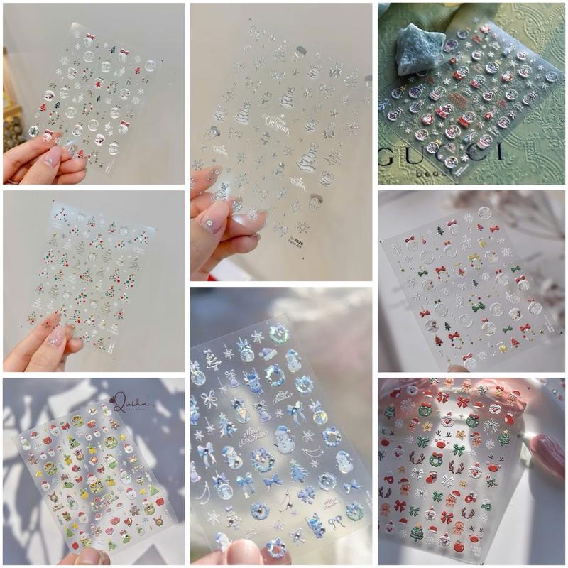  Sticker 5D Lụa Giáng Sinh Noel Mẫu Mới 2024 - Trang Trí Móng Tay Nail Handmade 