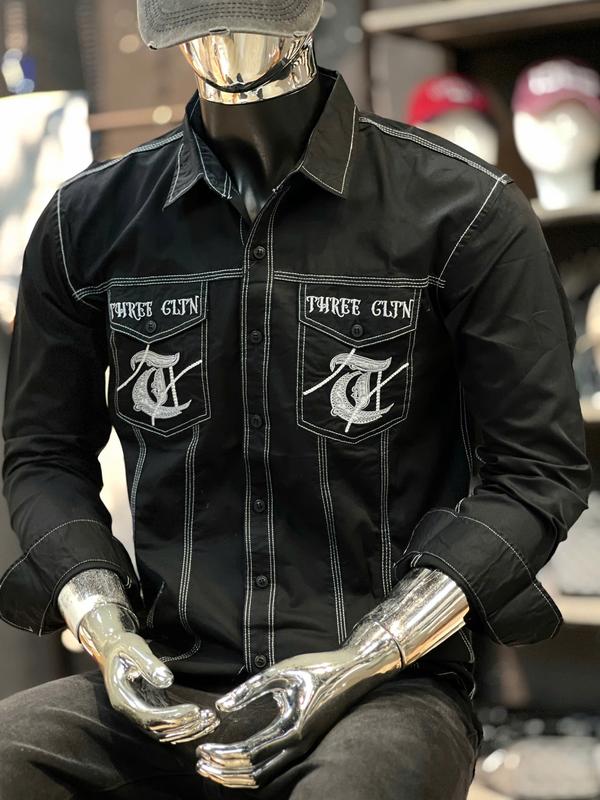 2 Mẫu Áo Sơ Mi Trắng- Đen Áo Sơ Mi Trắng S3319 - Đen S3320 Thêu Chỉ T Chỉ Xám Mẫu 2 Túi Hộp Chất Vải Áo Kaki Mẫu Mới 2025. Nam Jean Menswear