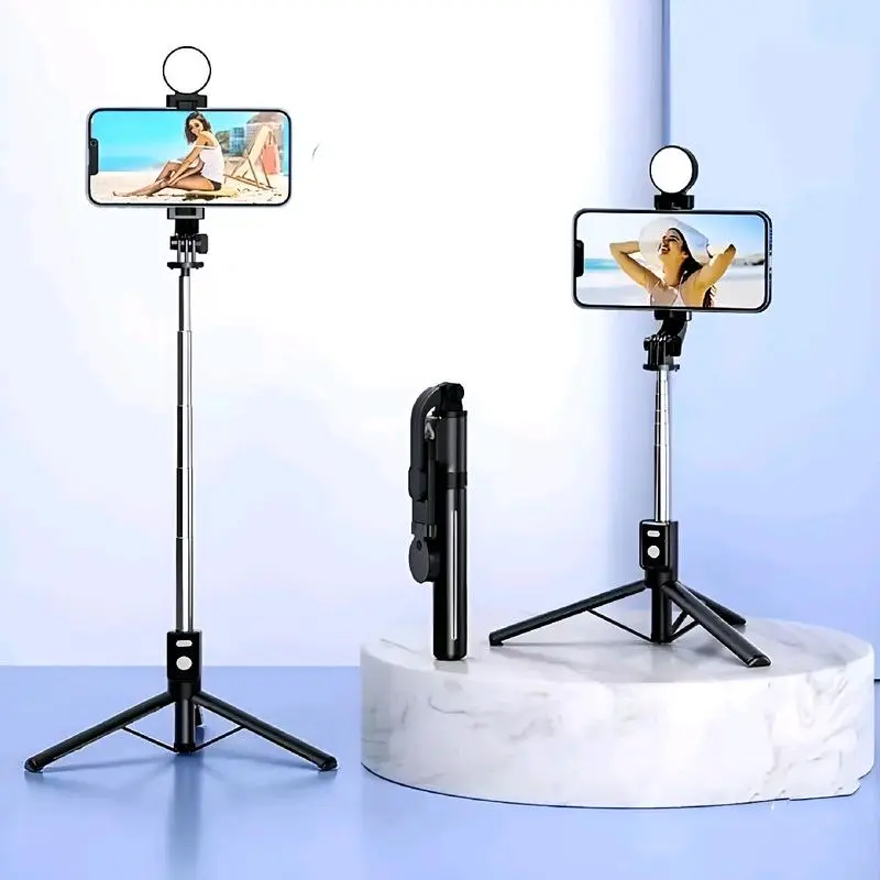 Gậy chụp hình bluetooth AIA 3 chân selfie stick phụ kiện kem điều khiển chụp ảnh và có đèn Led trợ sáng
