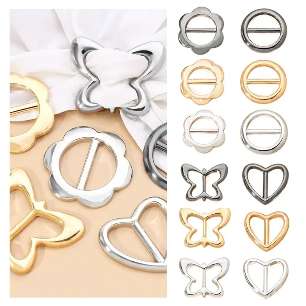 Vintage Round Heart Clothing Corner Knotted Buckles Flower Multifunctional Waist Adjustment Fixed Snap Headscarf Pin Butterfly Arab Shawl Accessories