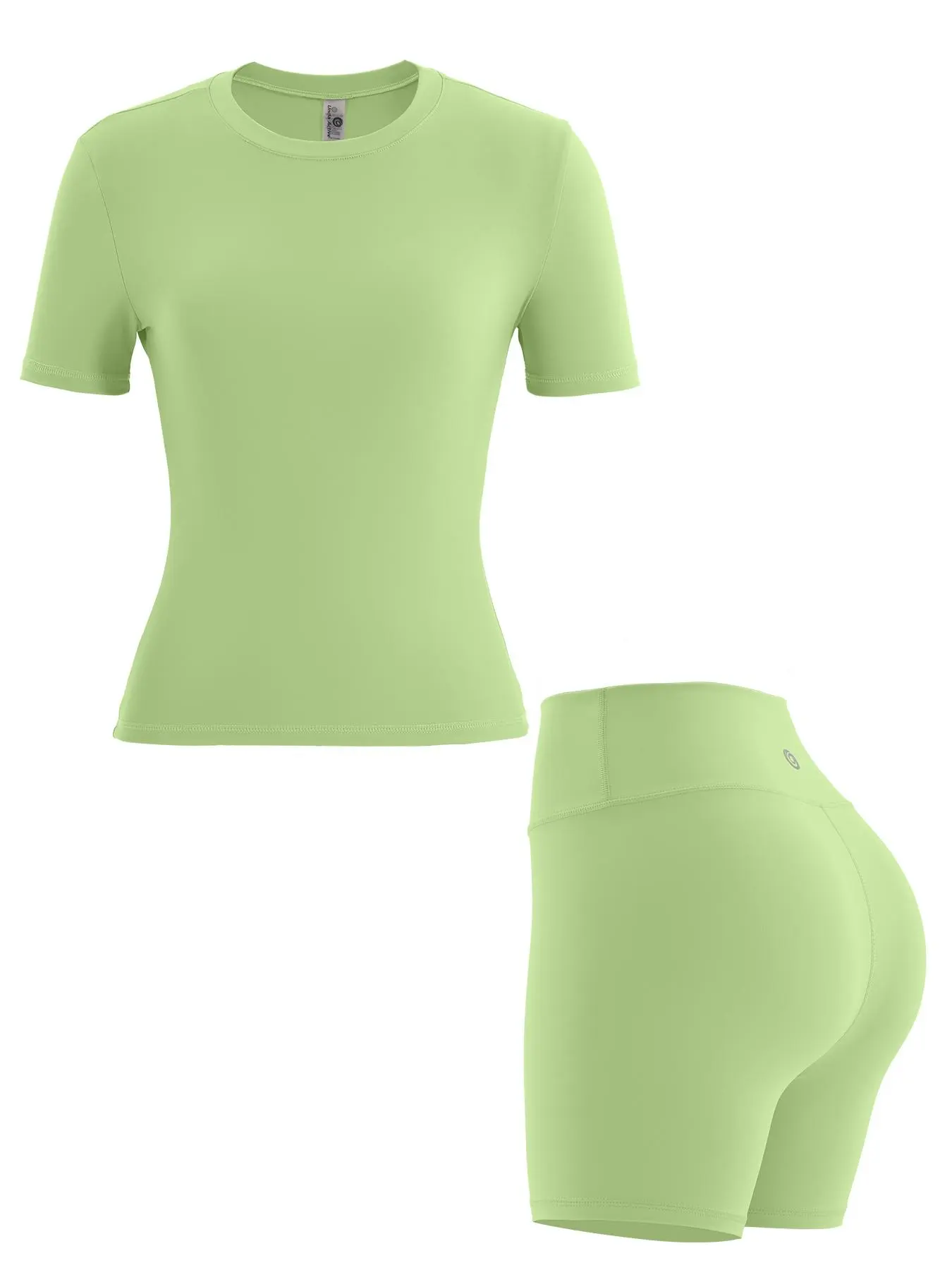 Women's Solid Round Neck Short Sleeve Tee & High Waist Shorts Tracksuit Set, Sporty Breathable Tight-fitting Crew Neck T-shirt & Skinny Shorts Set for Yoga Gym Workout Training Running, Ladies Sportswear for All Seasons