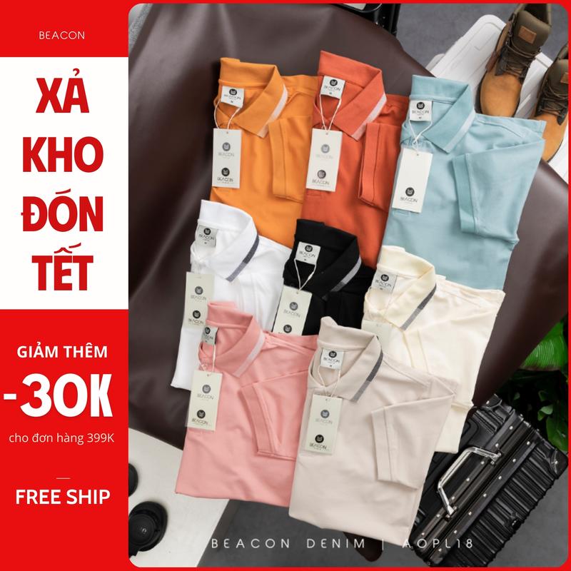 Áo Polo Nam Chất Poly Cotton Trơn Cổ Dệt BEACON DENIM Form regular fit Cách Điệu, Cá Tính AOPL18 Menswear Top Có Cổ