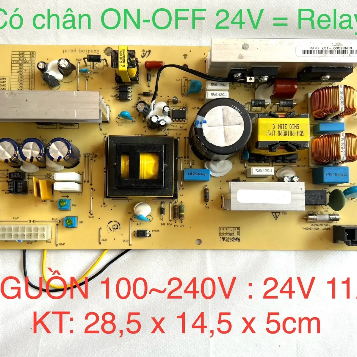 NGUỒN 220V : 18.5V 12A , 21V 12A , 24V 11A , 27V 10A  ( điện phụ  5V 0.3A ) 265W HÀN QUỐC