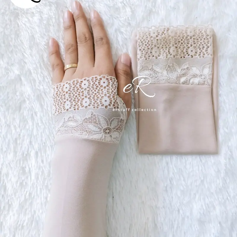HANDSOCK JEMPOL RENDA BRUKAT SENADA / MANSET WALIMAH CANTIK Muslim Panjang 3