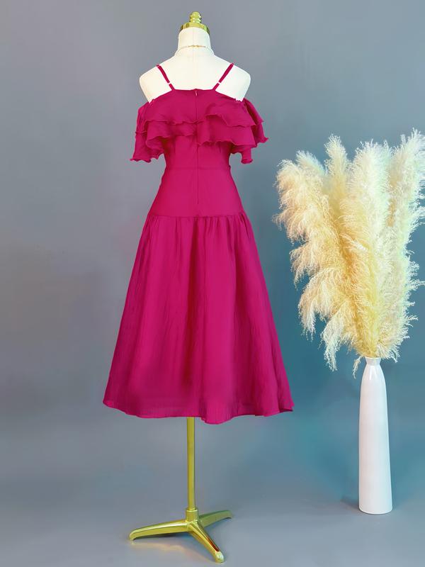 [MIỄN SHIP] MDU4122 Váy Tơ Vân Hàn 2 Lớp - Thiết Kế Dáng Xòe Thanh Lịch Dành Cho Nữ Women Màu Hồng Dress 6