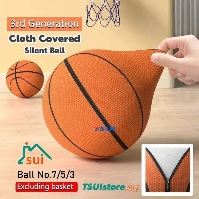 3rd Generation Cloth Covered Silent Ball Basketball Toys Environmentally PU Noiseless Racket Mute Indoor bouncing ball Children's Sports Training Basketball