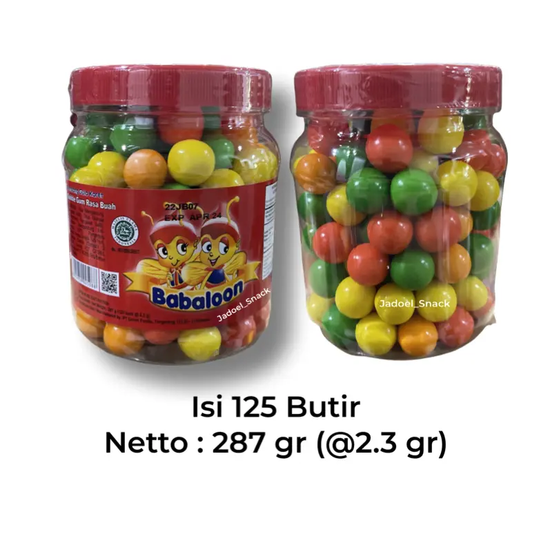 Permen Karet Babaloon Bubble Gum isi 125 Butir Rasa Buah by Jadoelsnack
