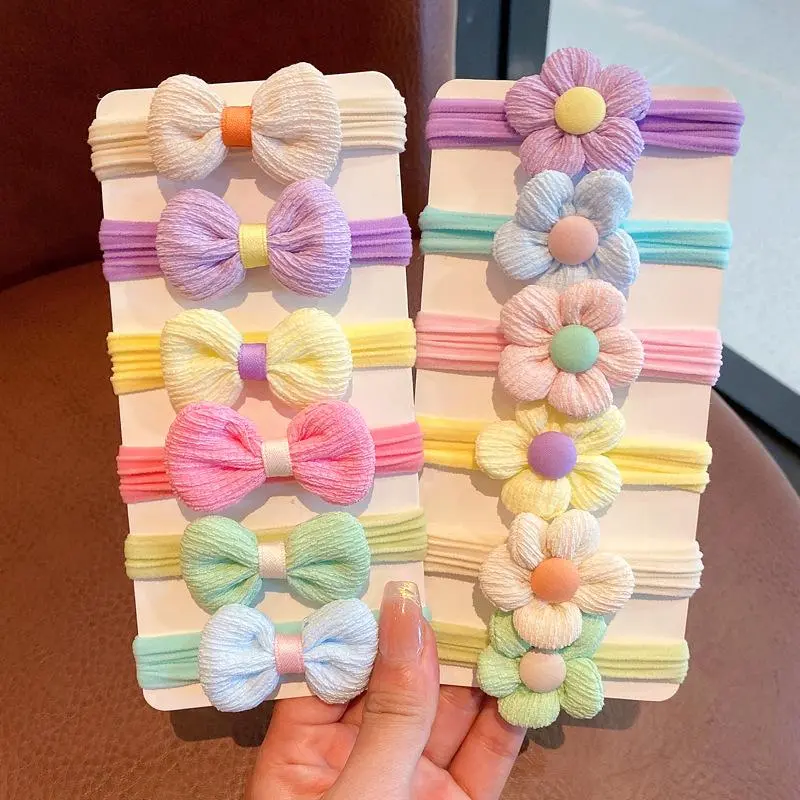 New Children's Flower Headband with High Elasticity and No Harm to Hair Rope, Girls Tie High ponytail Rubber Band, Baby Simple Hair Accessories