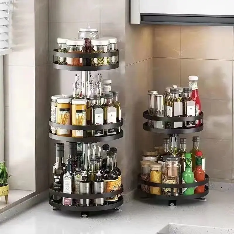 Kệ Đựng Gia Vị Xoay 360 Độ 2/3 Tầng, Kệ Để Đồ Nhà Bếp Xoay Kitchen đa năng