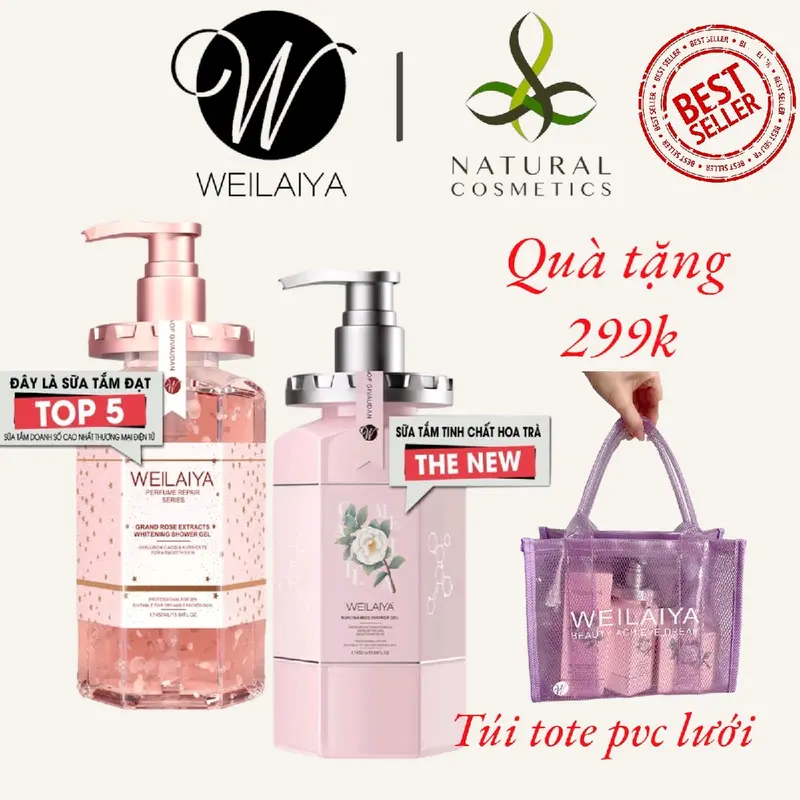 [Tặng túi tote] Sữa tắm trắng da, làm sạch da toàn thân Niacinamide Weilaiya thơm lâu phù hợp cho mọi loại da 450ml Dưỡng Body Skincare Dưỡng Da 0