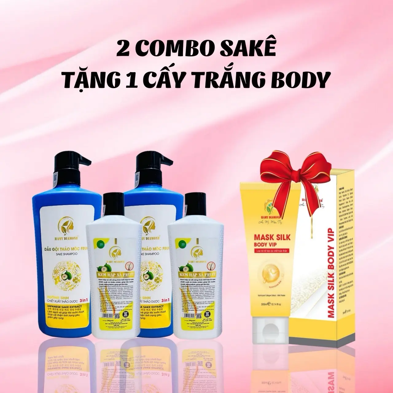 2 compo dầu gội sakê tặng 1 ủ trắng body