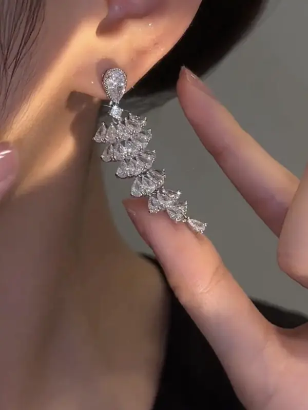 Women's Elegant Artificial Crystal Decor Dangle Earrings, Exquisite Trendy Drop Earrings, Fashionable Jewelry for Women for Daily & Party Decoration 3