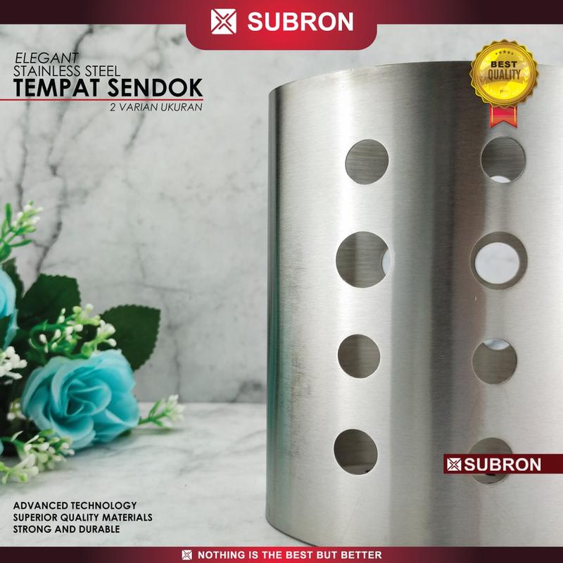 SUBRON SUS 304 Tempat Sumpit Sendok Garpu Sedotan Stainless Steel Tebal Bulat Kitchenware 1