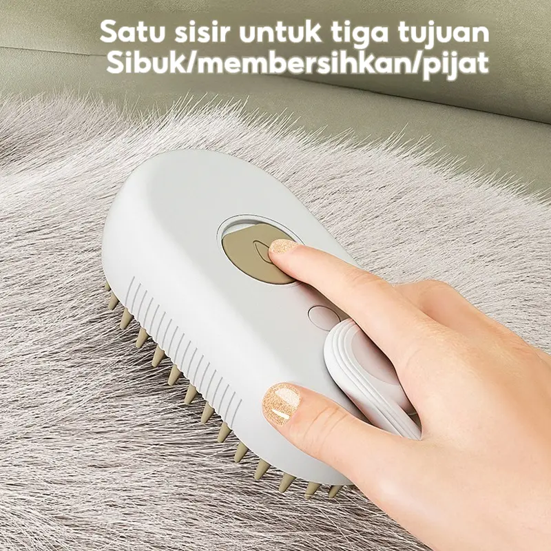 Pet Sisir Uap 3 In 1 Sisir Uap  Pet Grooming Brush Spray  Silikon Anjing Sisir Mandi Pijat Hewan 4