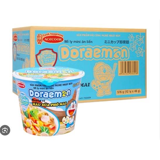 Mì ly doremon thùng 12ly x 48gr vị hàu sữa phô mai mi tom