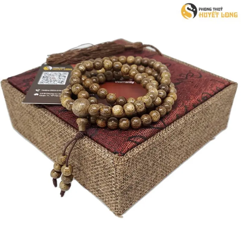 {TT89}   Chuỗi Trầm Hương Tốc Rừng 108 Hạt Tự Nhiên, Vòng Tay Trầm Hương 108 Hạt Phong Thủy Tài Lộc, May Mắn, Bình An, Sản Phẩm Chính Hãng Có Thẻ Bảo Hành 5