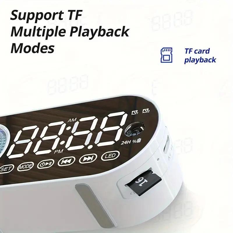 Mini Wireless Bluetooth Speaker LED Plastic  Alarm Clock Multifunctional Stereo Speaker  Smartphone TF Card FM Colorful Lighting  Portable Small Alarm Clock Audio 7