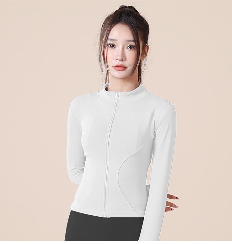 Product Introduction of Spring and Autumn High Elastic Quick-Drying Sports Sun Protection Women's Stand-up Collar Slim Fit Slim Nude Feel Yoga Jacket Workout Clothes Jacket 13