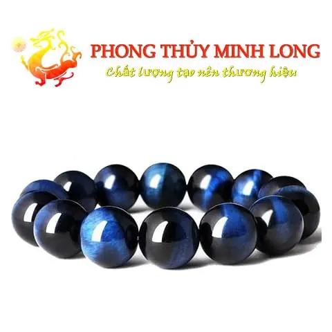 Vòng tay phong thủy đá mắt hổ Xanh Dương 5A hợp mệnh Thủy và Mộc - Phụ Kiện Nam - Đeo Tay, Hoa