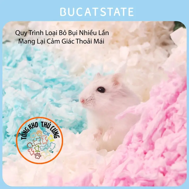 Giấy lót chuồng cho thú cưng nhỏ, làm ổ chuột hamster HÃNG BUCATSTATE bông giấy mềm mại không bụi, bảo vệ hệ hô hấp 400g 3