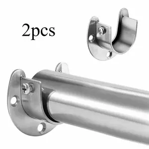 2pcs Breket Korden Stainless + Sekrup ~ Penyangga Batang Pipa UK 25/32mm
