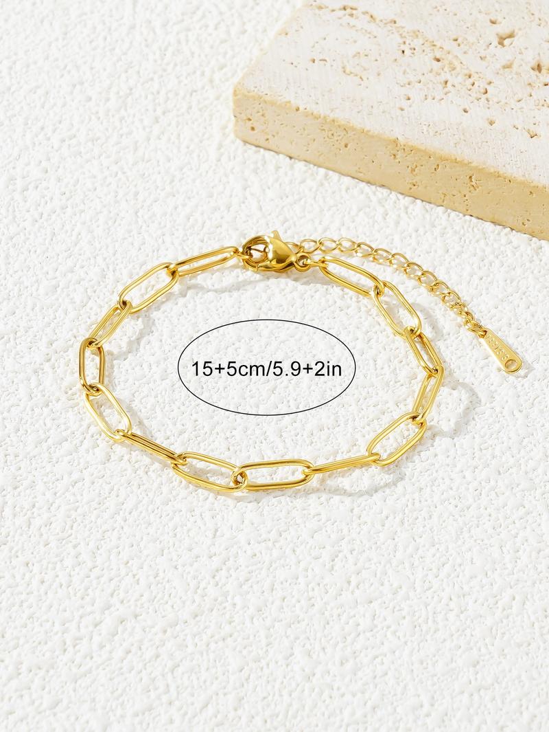 Product Introduction of European and American Style Hip Hop Fashion Geometric Elements Fashion Simple Titanium Steel Bare with 18K Gold Plated Bracelet Collarbone Necklace Set 1