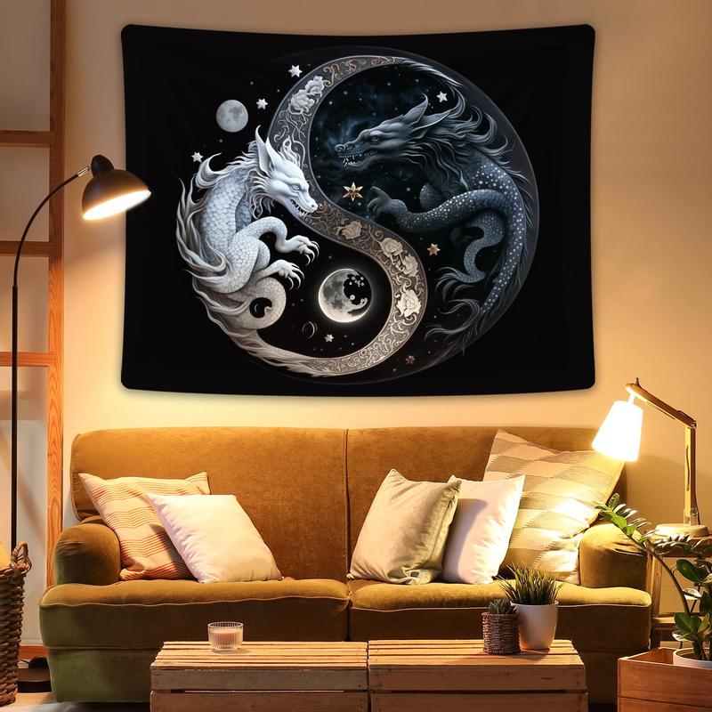 Yin and Yang Symbol Dragon Pattern Tapestry, Wall Hanging Decor for Home Living Room Bedroom 4