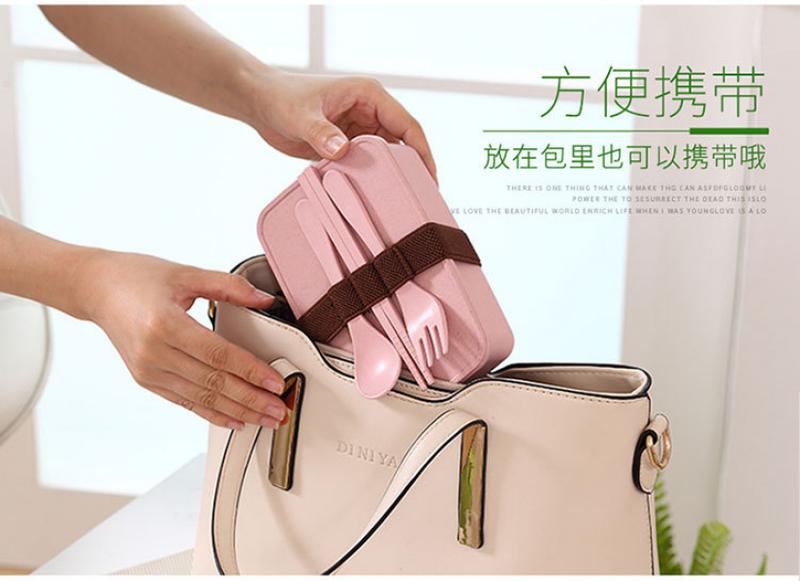 Product Introduction of Microwaveable Lunch Box Bamboo Fiber High-End Sealed Square Plastic Wheat Straw Lunch Box with Compartments No Odor Mixing 11