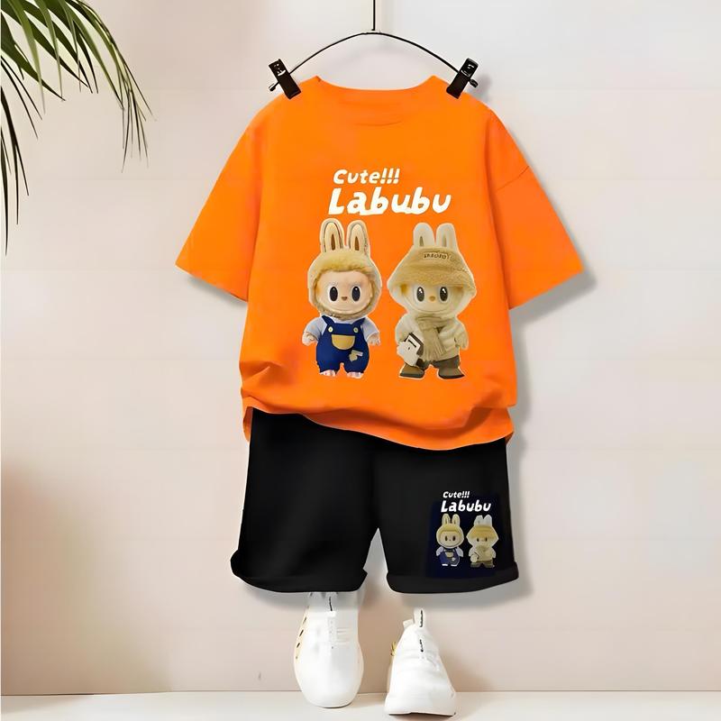 [VN] Combo 3,4 bộ quần áo cộc tay , in hình Labubu size (12 - 40kg) chất liệu Vải Cotton, quần không túi  LBB-03 combo quan bososinh