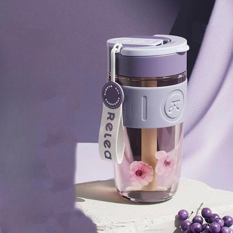 Double Wall Insulated Cup with Straw, 1 Count Portable Coffee Cup Leakproof Lid & Lanyard, Household Smart Drink Cup 6