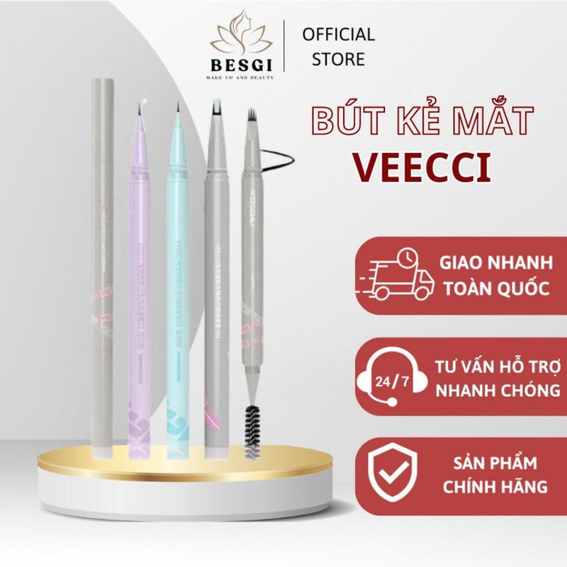 Bút Kẻ Mắt VEECCI và bút kẻ sợi mi dưới đầu siêu mảnh dạng lỏng chống thấm nước Trang Điểm không nhòe 0.005mm BESGI BEAUTY Cosmetic