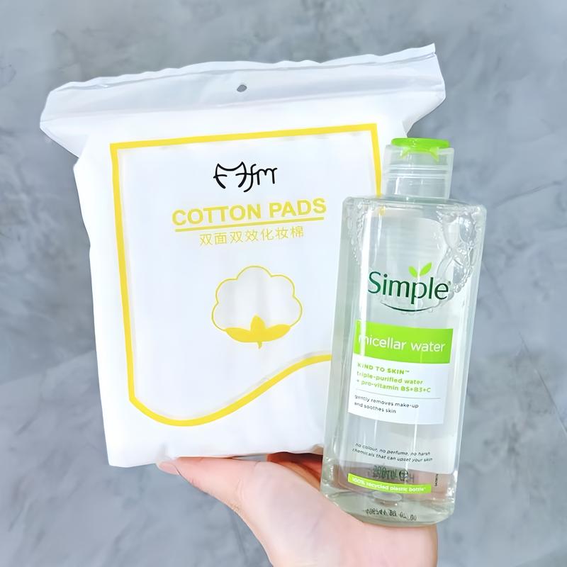 Combo Bộ Đôi Nước tẩy trang Simple Micellar 200ml và Bông tẩy trang 222 miếng - Làm sạch da mặt hiệu quả - Cosmetic Serum
