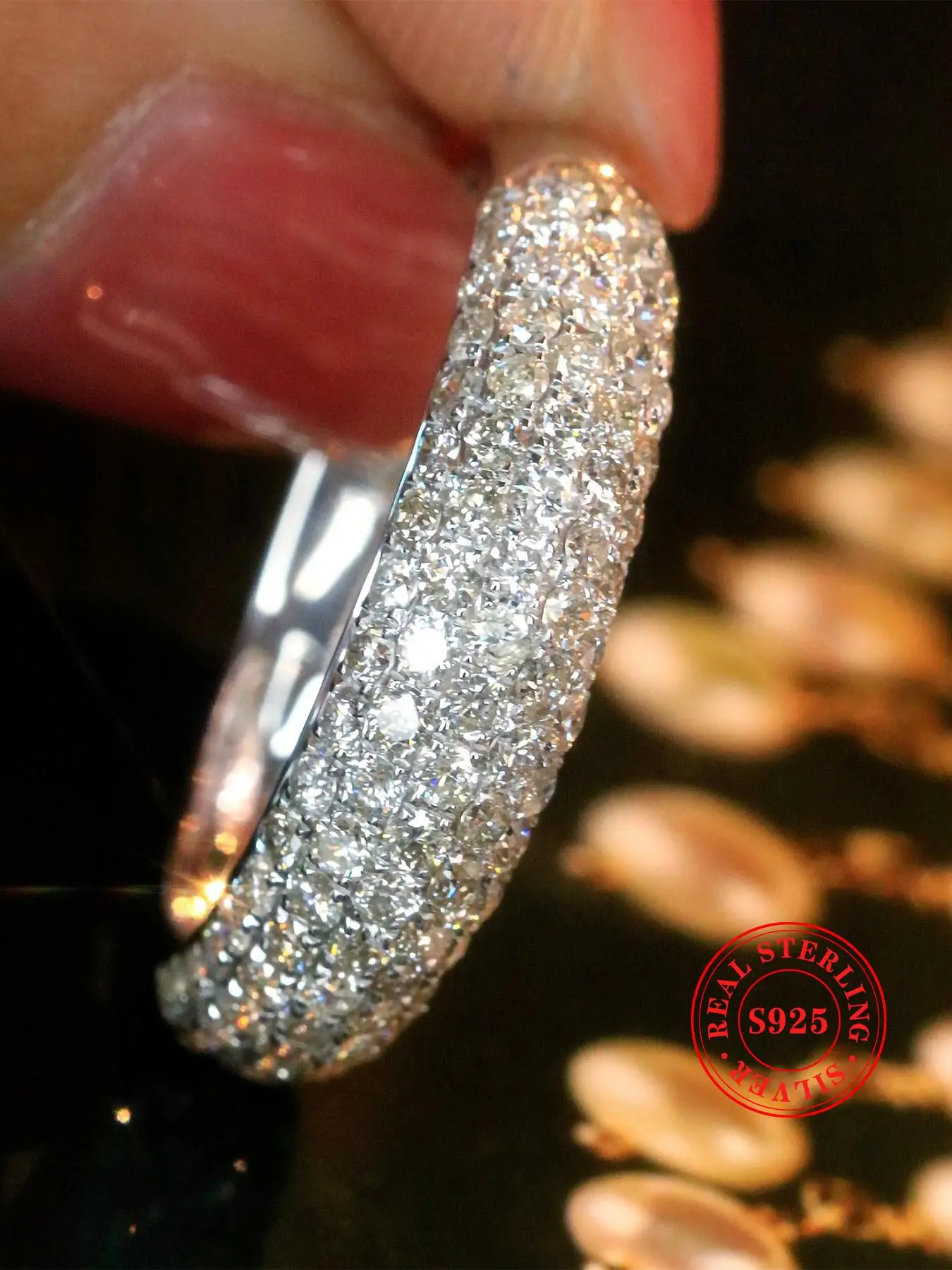 S925 Sterling Silver Micro-zirconia Full Diamond Ring, 1 Count Elegant Jewelry for Women & Girls, Engagement Ring Wedding Ring, Luxury Ring