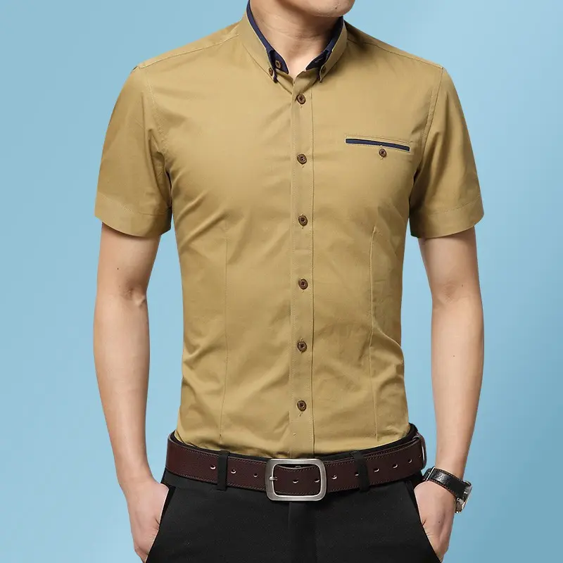 Men's shirts, short sleeves, 8 colors for business casual, wrinkle-free, plain short-sleeved shirts, white, khaki, blue, men's shirts, plain, work shirts Clothes Menswear