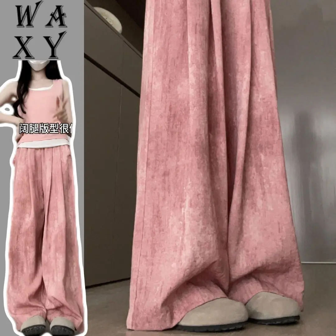 National Style Tie-Dye Wide-Leg Yamamoto Pants for Women Summer 2024 New High-Waist Draped Casual Slimming Ink Wash Straight-Leg Floor-Length Pants