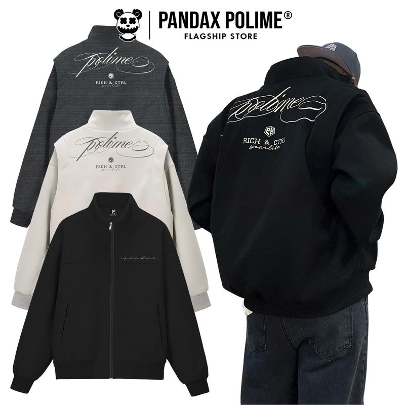 Varsity bomber Jacket nam nữ áo khoác dạ local brand form rộng bóng chày cặp đôi unisex oversize dày dặn Pandax Polime Menswear Navy