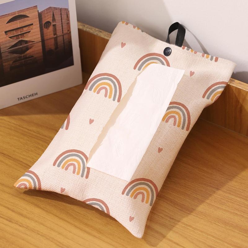 Rainbow Pattern Tissue Bag, 1 Count Creative Tissue Storage Bag, Lovely Storage Organizer for Living Room Bathroom, Home Decorations 2