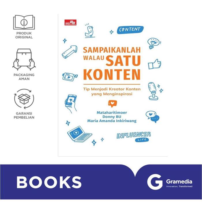 Gambar Buku Sampaikanlah Walau Satu Konten: Tip Menjadi Kreator Konten yang Menginspirasi dari Gramedia Kota Administrasi Jakarta Barat Tokopedia