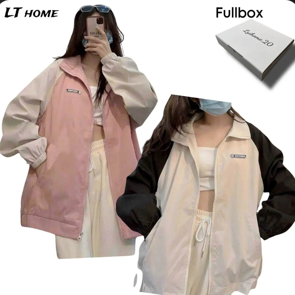 Áo khoác gió dày dặn phối màu LYIHOME.20, unisex nam nữ form rộng thoải mái, chất liệu dù cao cấp