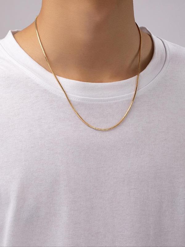 Fashion Chain Necklace, Casual Simple Plain Snake Chain Necklace, Fashion Jewelry for Men & Women for Party, Daily Clothing Decor, Trendy All-match & Exquisite Jewelry for Birthday Gift without Box 2