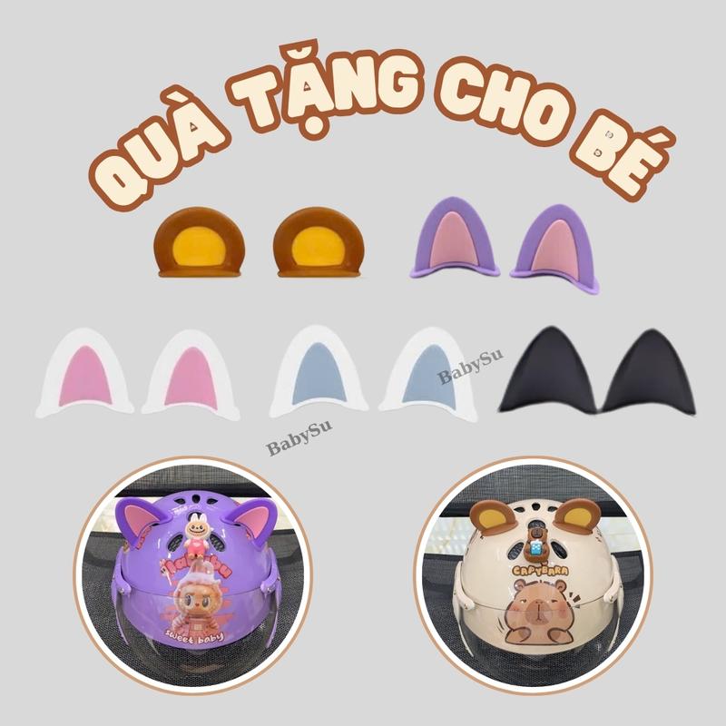 Nón bảo hiểm cho bé Labubu,  Capybabra, Kuromi gắn sticker 3D đạt chuẩn an toàn giao thông, bảo hành 12 tháng 9
