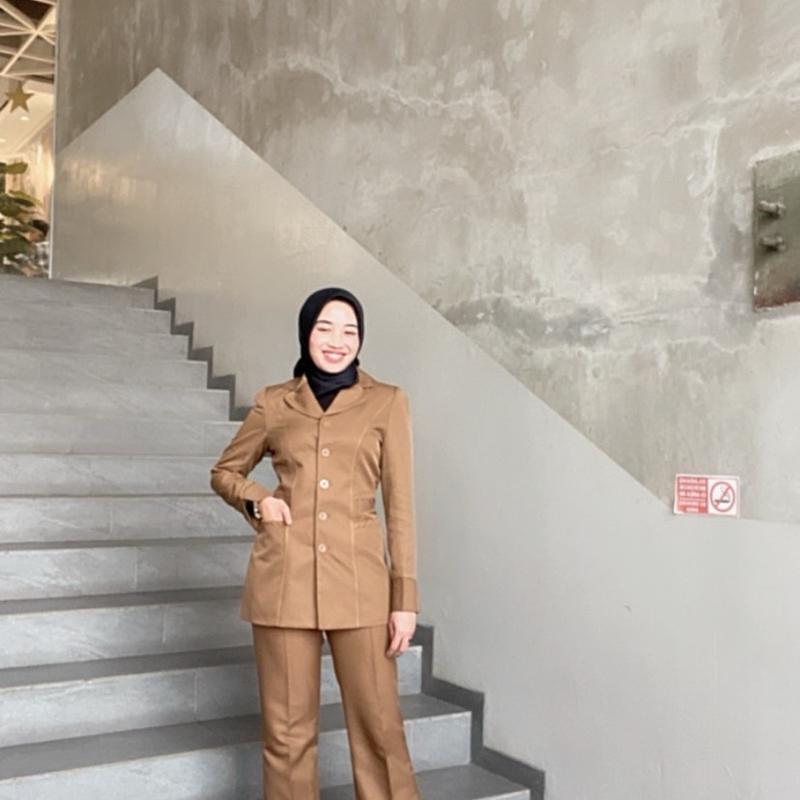CO LIVE SPLIT PAYMENT!! 114 - Stelan Seragam Khaki Tua Wanita/ Stelan/ Atasan/ Bawahan 6