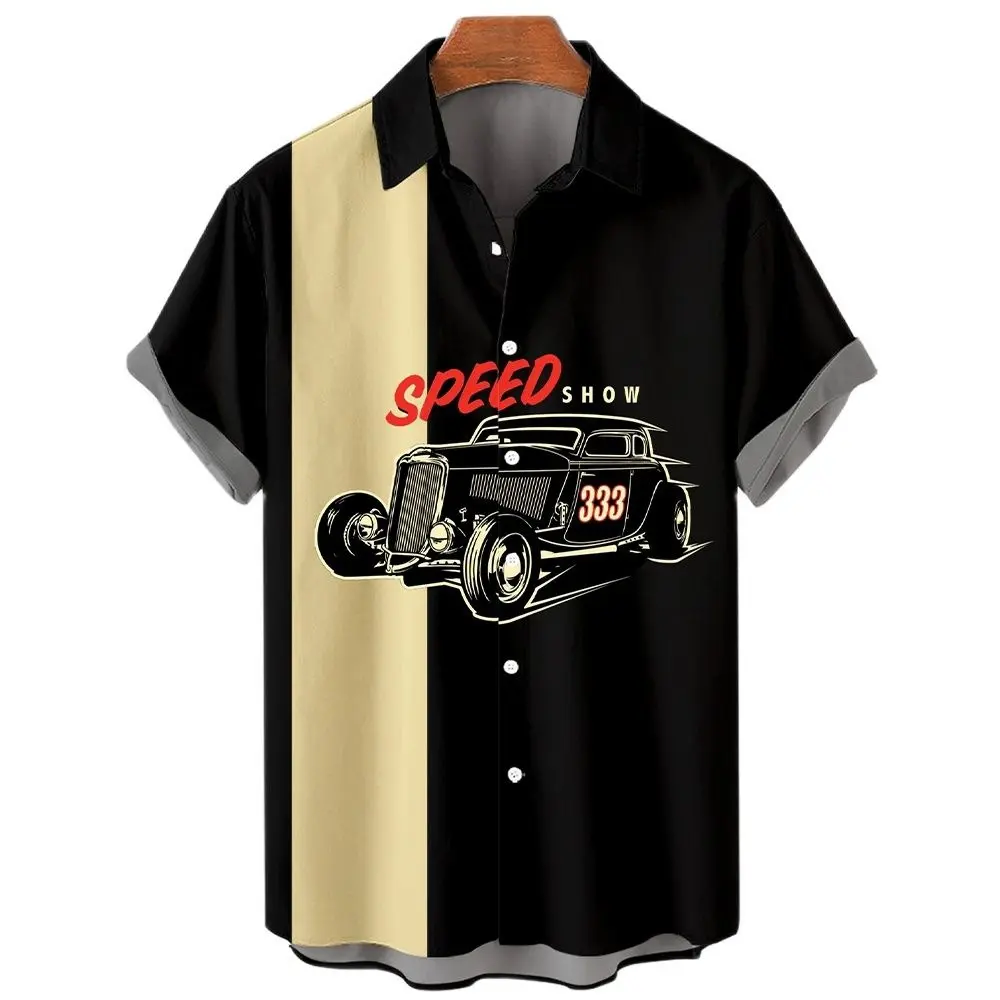Summer Men'S Trendy Shirt Single Breasted Beach Street Top Fashion Casual 3D Printed Short Sleeve Fabric Menswear Polyester  lelaki baju