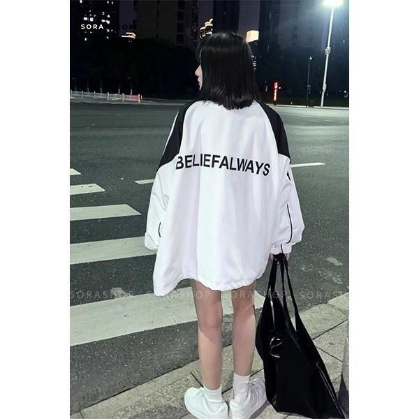 Áo Khoác Dù 2 Lớp Mỏng Nhẹ Phong Cách Uniset Hàn Quốc Nam Nữ Màu đen Màu trắng (BELIEFALWAY)