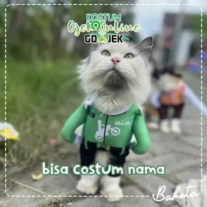 [ COSTUM NAMA ] Kostum Ojek Online untuk kucing Kurir Gojek / Kostum kucing size S-XL!