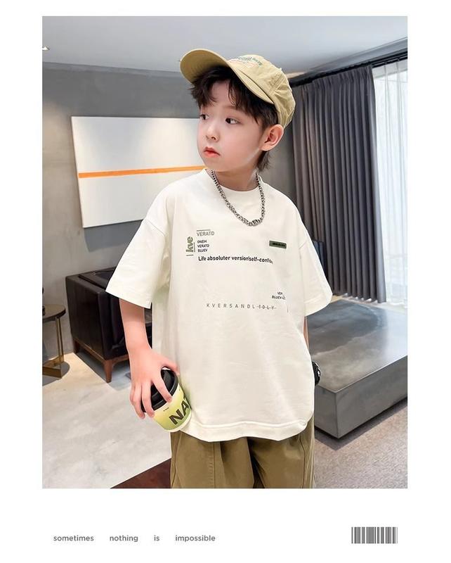 Product Introduction of Áo Thun Bé Trai, Chất Liệu Cotton, ngắn Tay, Thích Hợp Cho Mùa Hè 2024, Hàng Mới Về, Dành Cho Trẻ Em Trung Bình Và Lớn, Dáng Rộng Vừa Vặn, Phong Cách Thường Ngày Hợp Xu hướng Thiết Kế Ngầu Tay Lửng 10