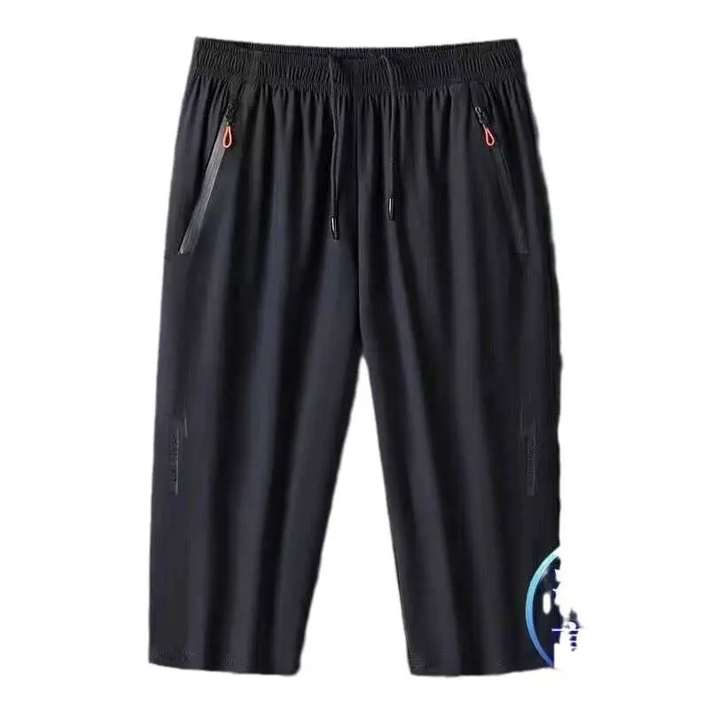 Men's ice silk speed with loose straight leg men's casual mid length shorts summer and sports pants for outerwear