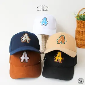 Jocoproduction - Topi Fashion Anak BASEBALL Unisex Bordir Alfabet Huruf A Denim