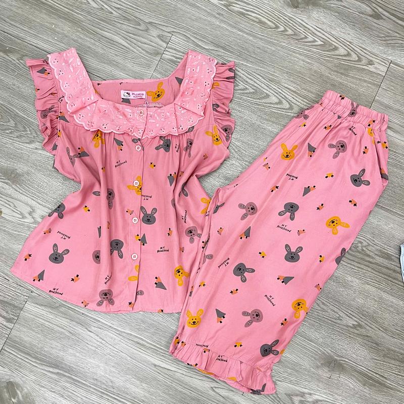 Bộ đồ nữ mặc nhà chất đũi mềm mát, set quần lửng áo cộc 5